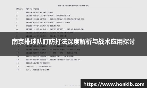南京排球队盯防打法深度解析与战术应用探讨